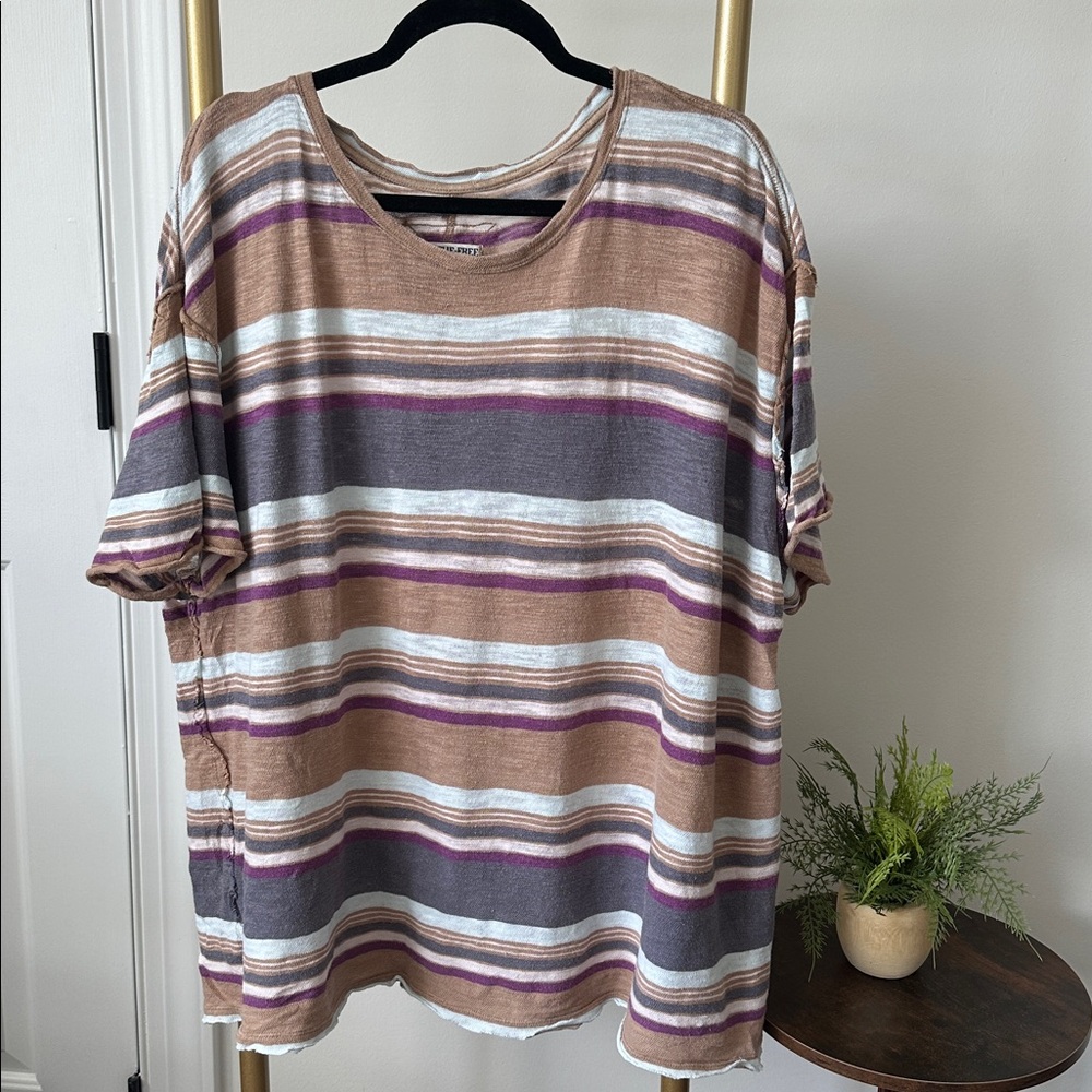 FREE PEOPLE we the free striped purple oversized top (size medium) ✨